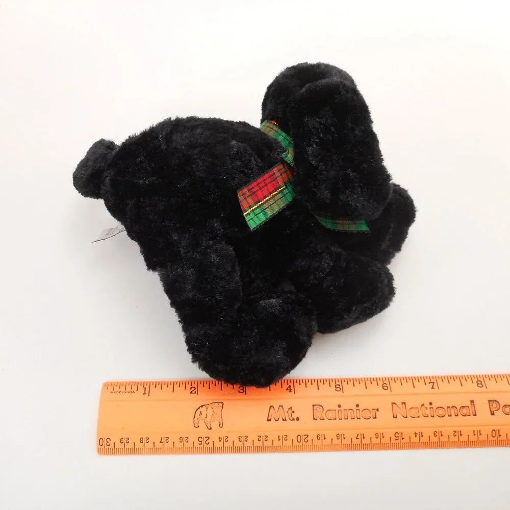 Gund Plush Puppy Jangles Black Lab Poodle Dog Jingle Bell Paws Plaid Bow 6